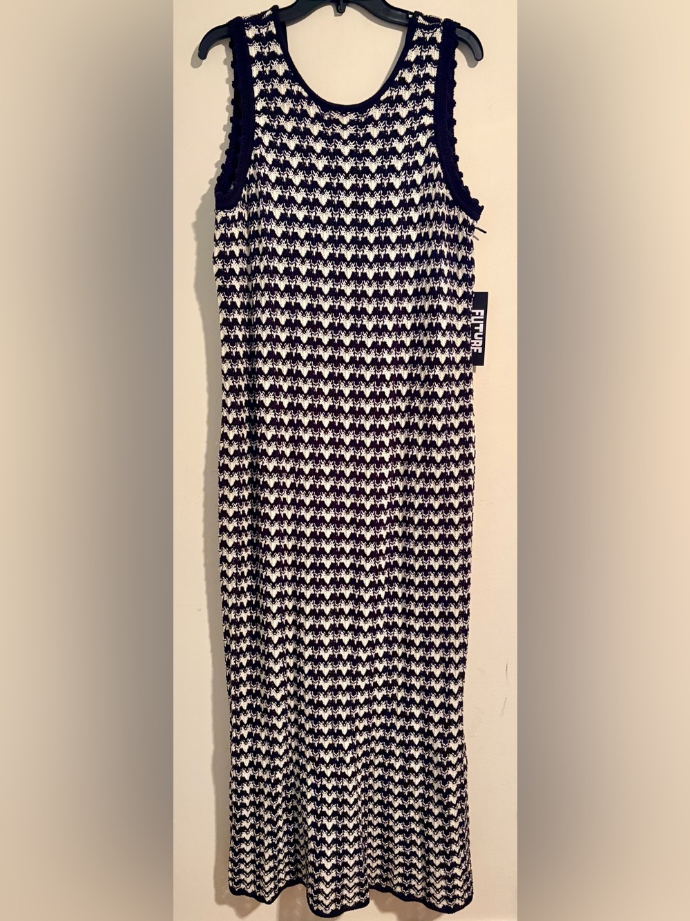 NWT Women’s Future Collective Black & White Houndstooth Knit Maxi Dress Sz 1x